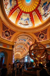Macau night life and casino building