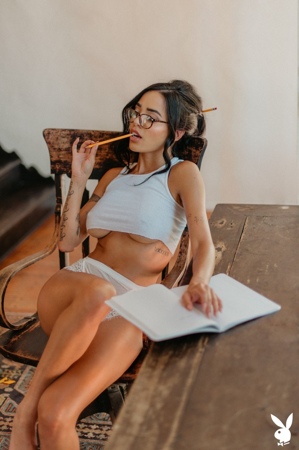 Lily Andrews loves being nude while studying for her exams