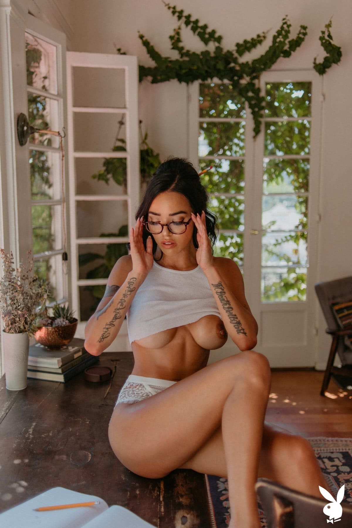Lily Andrews loves being nude while studying for her exams